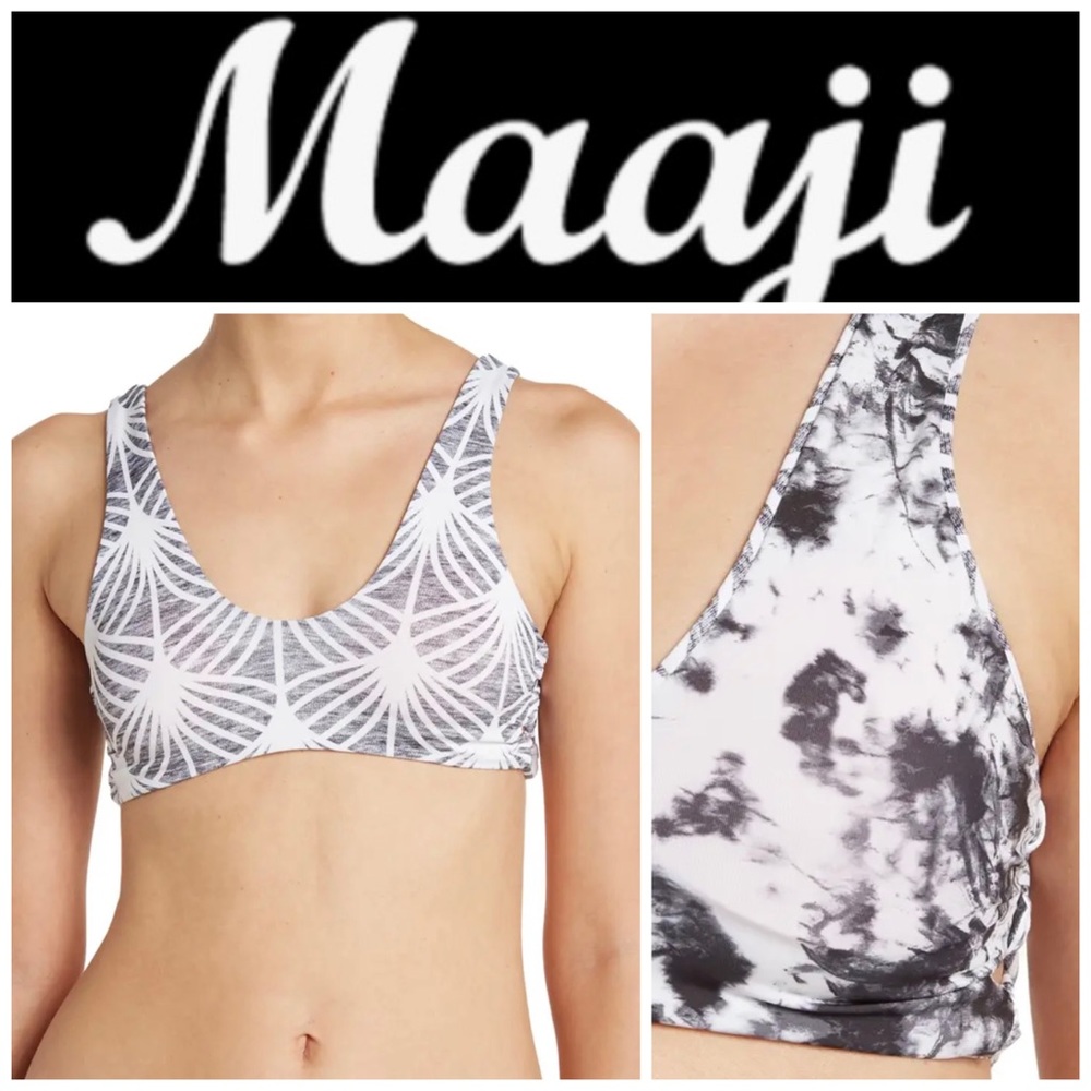 NEW Maaji Ivory Shells Glee Reversible Sporty Bralette Bikini Top